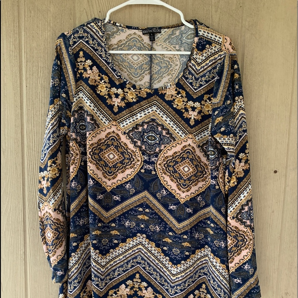 Kristin Nicole Blue Paisley Floral Print Dress
